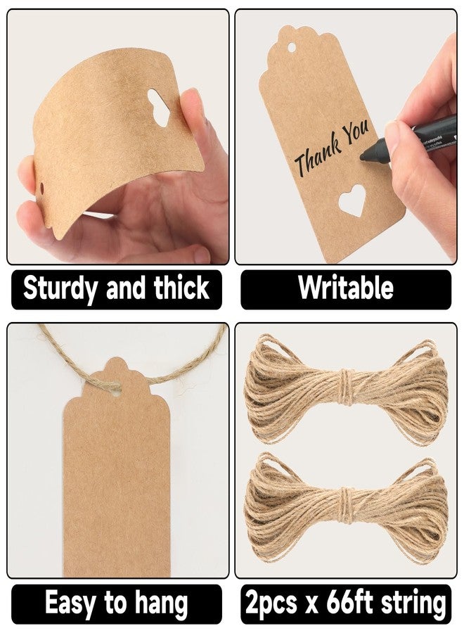 G2PLUS 100PCS Blank Gift Tags with String, Kraft Paper Hangtags, Hollow Heart Gift Tags, Wedding Favors Tags for Valentine's, Thanksgiving, Christmas - Image 3